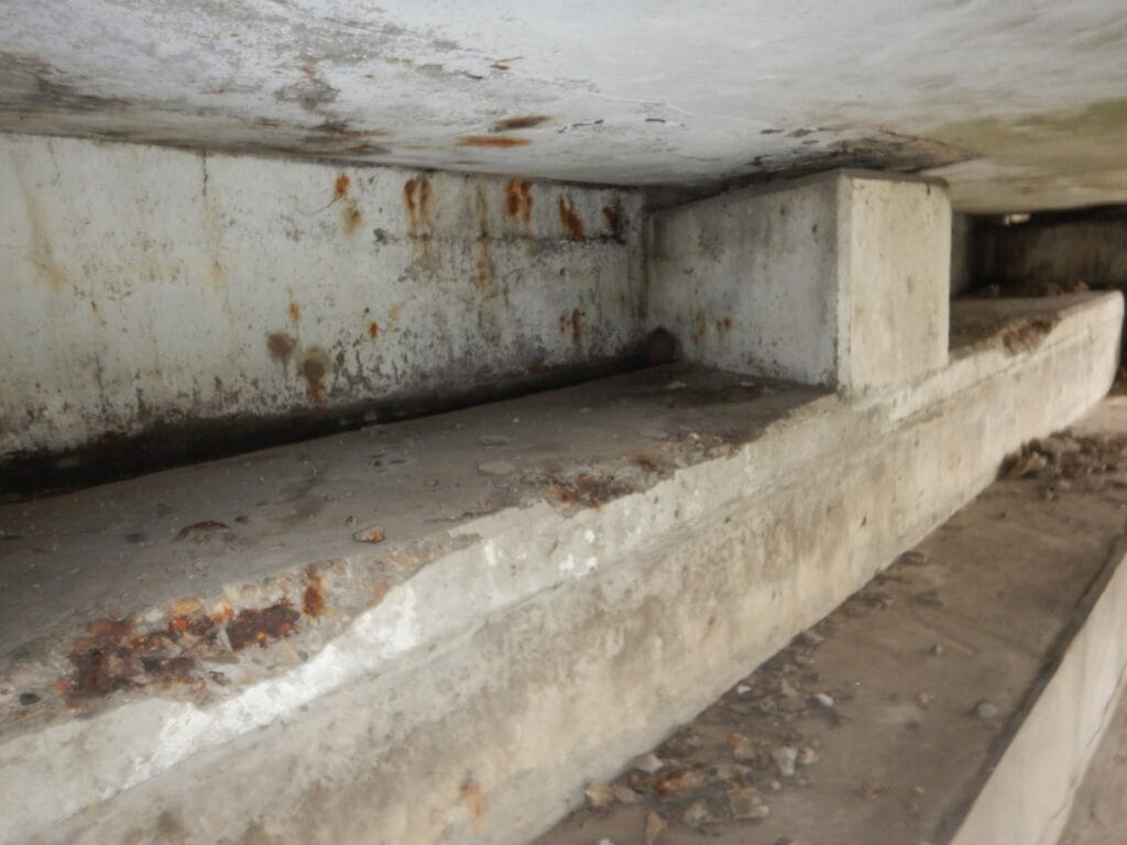 Concrete rot under a bridge deck